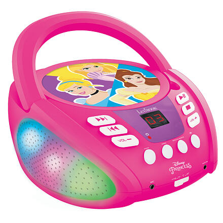 Lexibook Přenosný Bluetooth CD přehrávač Disney Princess se světelnými efekty