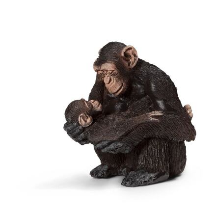 Schleich Zvířátko - samice šimpanze s mládětem