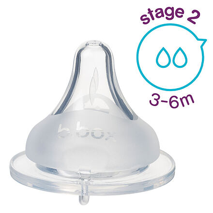 Levně B.box Náhradní savička pro kojeneckou láhev 2ks 3-6M, střední průtok, 2ks