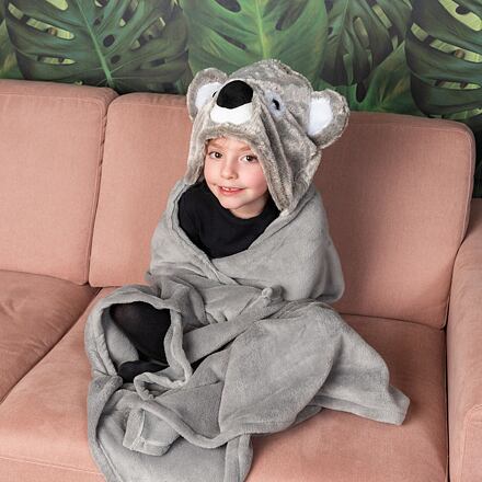 Cozy Noxxiez BL811 Koala - hřejivá deka s kapucí se zvířátkem a tlapkovými kapsami