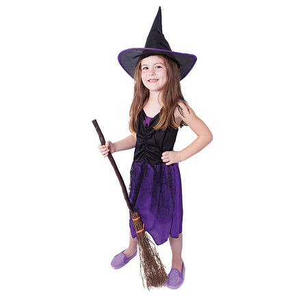 Levně Rappa Dětský kostým čarodějnice fialová s kloboukem (M) e-obal