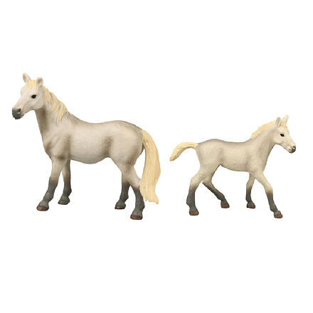 Levně Sada koně 2 ks s ohradou bílý