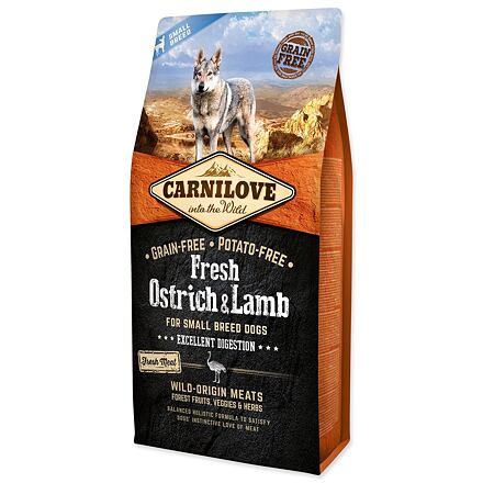 Levně CARNILOVE Fresh Ostrich & Lamb Excellent Digestion for Small Breed Dogs 6 kg