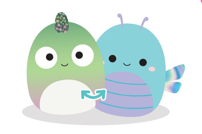 SQUISHMALLOWS 2v1 chameleon Denton a vážka Heather