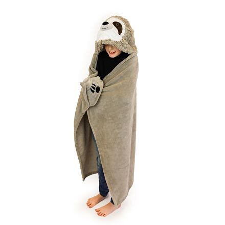 Levně Cozy Noxxiez BL809 Lenochod - hřejivá deka s kapucí se zvířátkem a tlapkovými kapsami