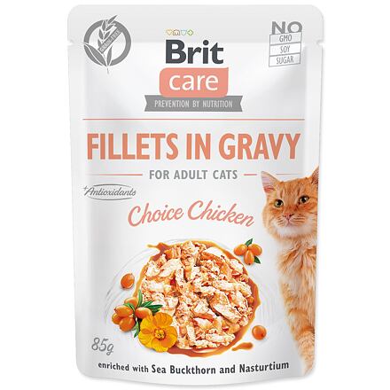 Levně Kapsička BRIT Care Cat Fillets in Gravy Choice Chicken 85 g