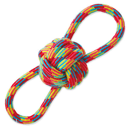 Levně Přetahovadlo DOG FANTASY osmička barevné bavlna + uzel 22 cm