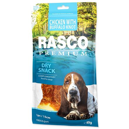 Levně Pochoutka RASCO Premium bůvolí uzel obalený kuřecím masem 15 cm 80 g