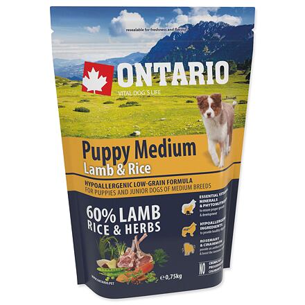 Levně ONTARIO Puppy Medium Lamb & Rice 0,75 kg