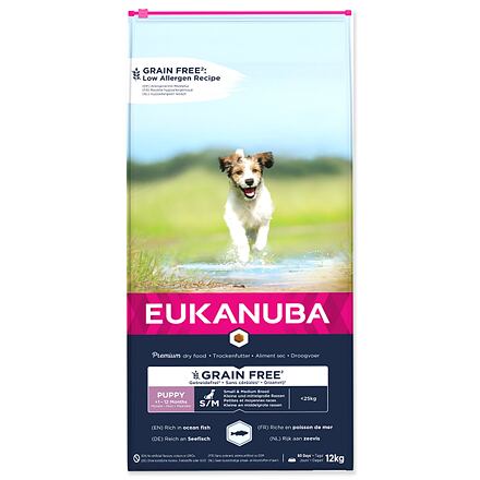 EUKANUBA Puppy & Junior Small & Medium Breed Grain Free Ocean Fish 12 kg