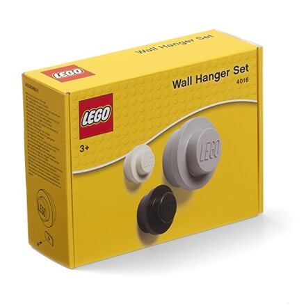 Levně LEGO věšák na zeď, 3 ks - bílá, černá, šedá
