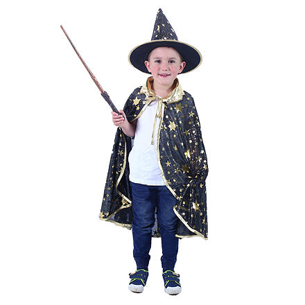 Levně Rappa Dětský plášť černý s kloboukem čarodějnice