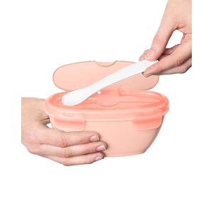 SKIP HOP Miska s lyžičkou v ochrannom puzdre Easy Serve Coral 240 ml, 3 m+