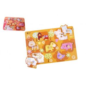 TEDDIES Vkládačka/Puzzle deskové obrysové farma dřevo 