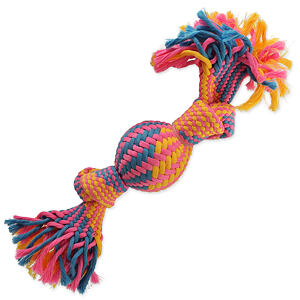 Preťahovadlo DOG FANTASY lopta farebné vzor č.2 - 2 knôty 40 cm
