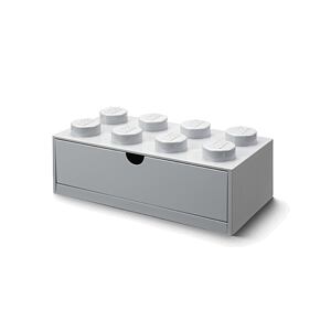 LEGO stolný box 8 so zásuvkou - šedá