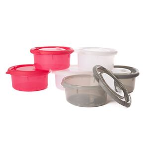 Bo Jungle Misky s viečkami Bowls Pink/White/Grey 300ml (6ks)