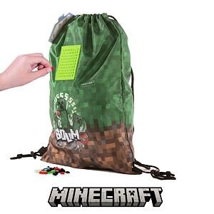 PIXIE CREW & MINECRAFT vak na záda zeleno-hnědý s malým panelem 