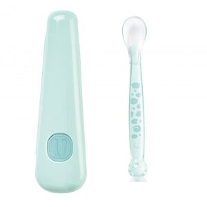 Saro Baby silikonová lžička s pouzdrem Soft & Fun