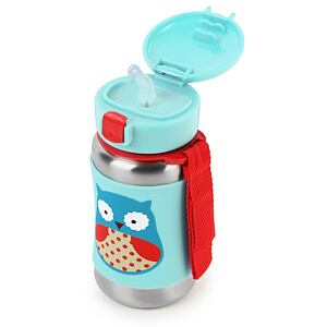 SKIP HOP Zoo Láhev s brčkem na vodu nerez Sovička 12m+