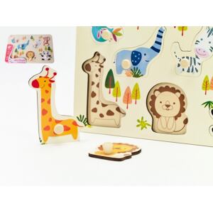 TEDDIES Vkládačka/Puzzle deskové obrysové zoo dřevo