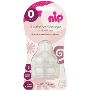 Nip cumlík orthodontický na fľašu so širokým hrdlom, silikón, prietok S, 2 ks