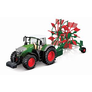 Bburago 10cm Farm Traktor na setrvačník s vlečkou Fendt 1050 Vario