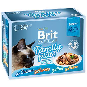 Kapsičky BRIT Premium Cat Delicate Fillets in Gravy Family Plate 1020 g