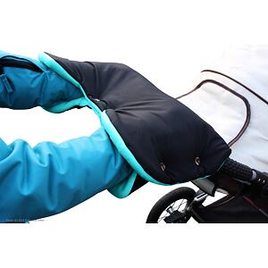ByBoom Univerzální rukávník na kočárek, Černá/Aqua