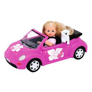 Simba Bábika Steffi Love Evička s autom New Beetle