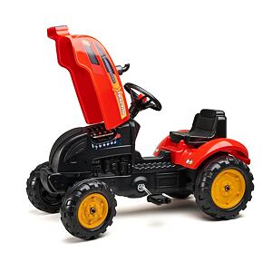 FALK Šlapací traktor X-Tractor s vlečkou a kapotou - červená