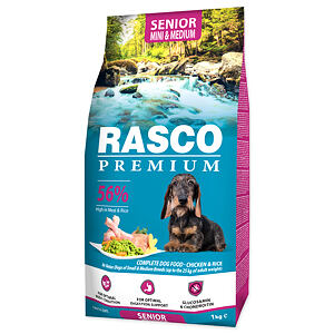 Granule RASCO Premium Senior Mini & Medium kura s ryžou 1 kg
