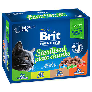BRIT Premium by Nature for Cats STERILISED PLATE CHUNKS 12x 100 g