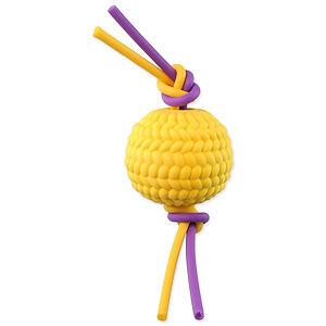 Hračka DOG FANTASY loptička + flexi laná TPR pena žltá 22 cm