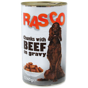 Konzerva RASCO Dog hovädzie kúsky v šťave 1240 g