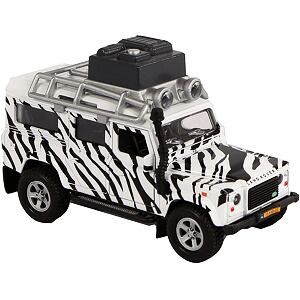 Auto Land Rover safari 14cm kov na zpětný chod na baterie se světlem a zvukem v krabičce