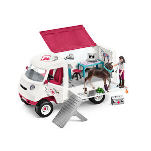 Schleich Mobilní veterinární klinika s klisnou a ošetřovatelem, new