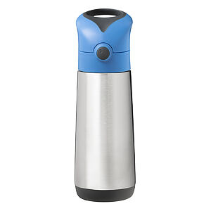 B.box Termoska na pití s brčkem 500 ml - modrá/šedá