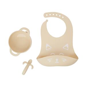 Babymoov Silikónová miska s prísavkou, lyžičkou a podbradníkom FIRST´ISY KIT Fox