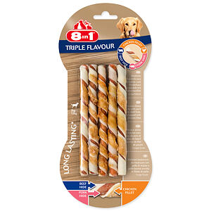 Tyčinka krútená 8in1 žuvacia Triple Flavour 10 ks