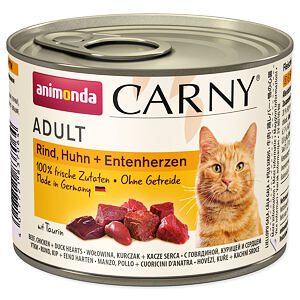 Konzerva ANIMONDA Carny Adult hovězí + kuřecí + kachní srdíčka 200 g