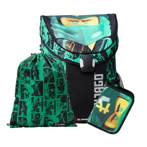 LEGO Ninjago Green EASY - školní aktovka, 3 dílný set