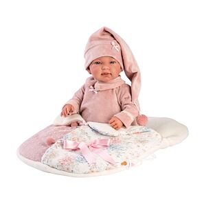 Llorens 84450 NEW BORN - realistická panenka miminko se zvuky a měkkým látkovým tělem - 44 cm