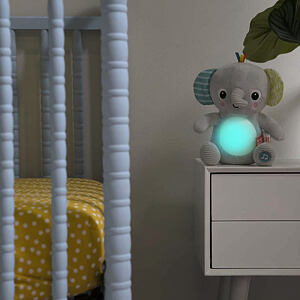 BRIGHT STARTS Hračka plyšová hudební svítící Hug-a-bye Baby™ sloník 0m+
