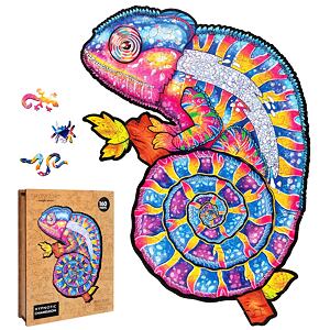 Puzzler DŘEVĚNÉ BAREVNÉ PUZZLE - Hypnotický chameleon
