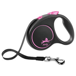 Vodítko FLEXI Black Design páska ružová S - 5 m 1 ks