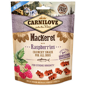 CARNILOVE Dog Crunchy Snack Mackerel s malinami s čerstvým mäsom 200 g