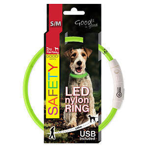 Obojok DOG FANTASY LED nylonový zelený SM 1 ks