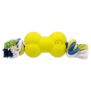 Hračka DOG FANTASY Strong Foamed kosť gumová s povrazom 8,8 cm 1 ks