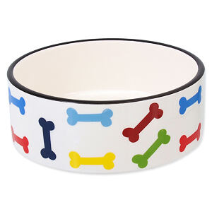 Miska DOG FANTASY keramická potlač farebné kosti biela 15,5 cm 0.79 l